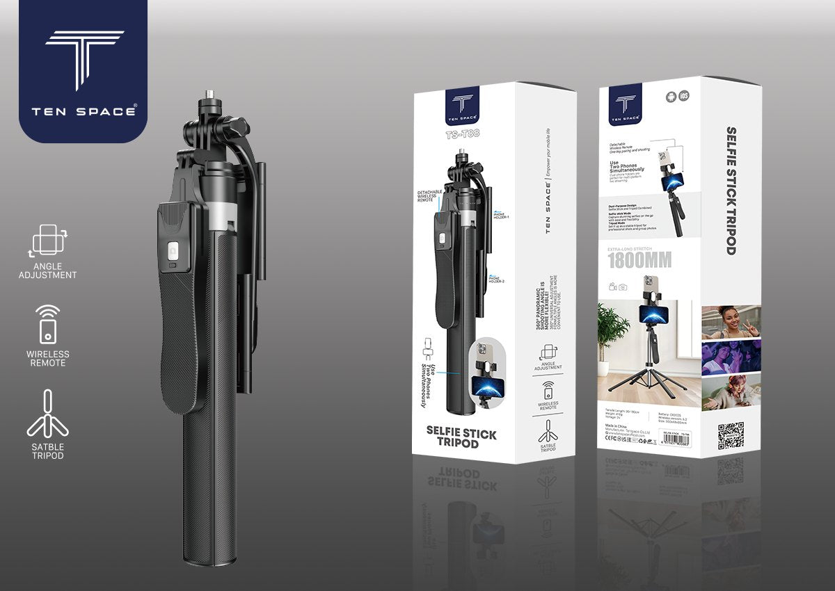 Selfie Stick Tripod 1800mm | TS-T88 – TEN SPACE Holders & Stands wholesale Pakistan
